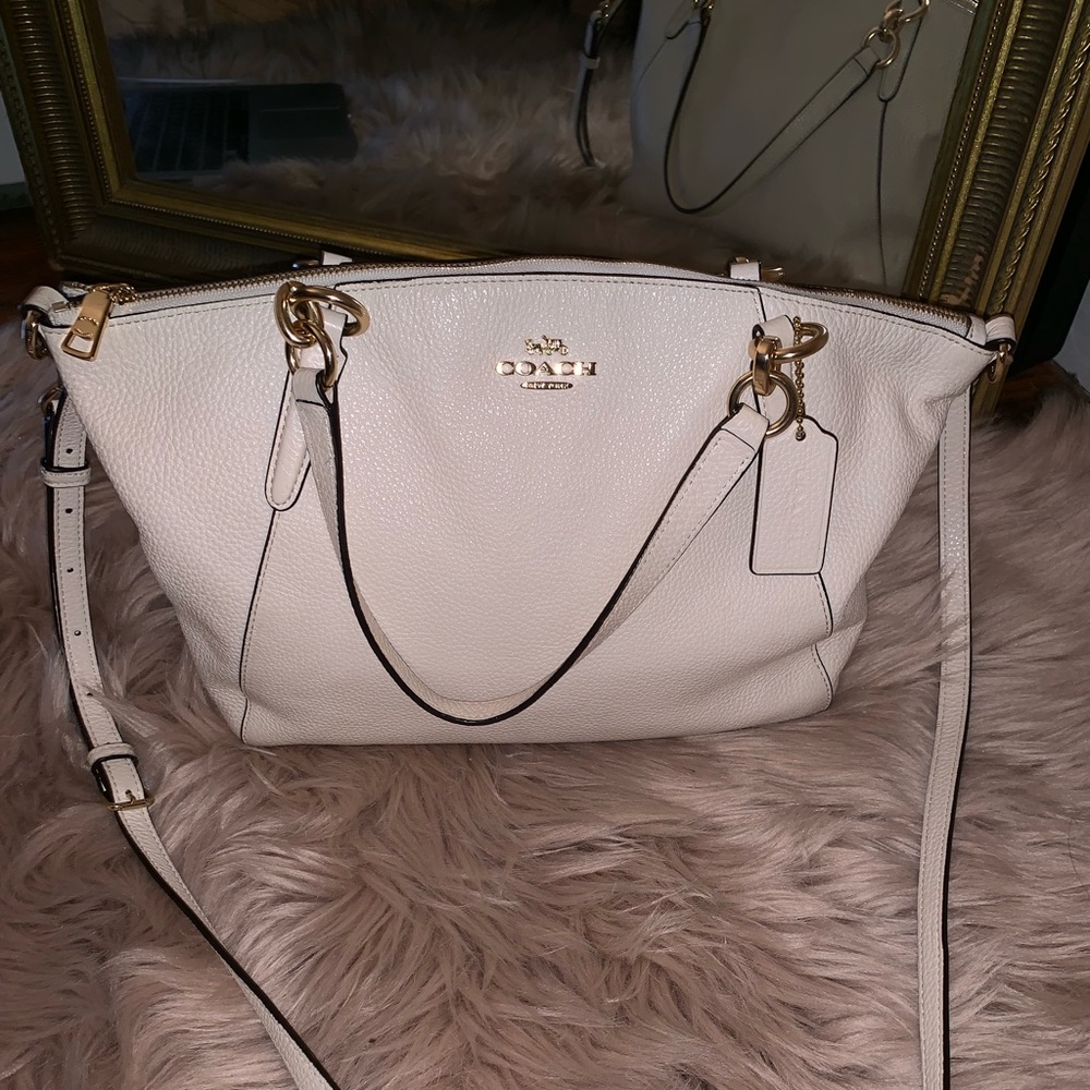 SOLD White Leather Coach Bag